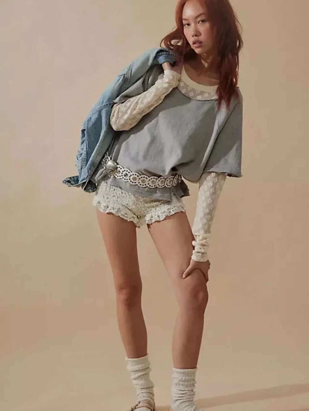 Free People We The Free Keepsake Twofer Oversized Mesh Scoop Neck Top M